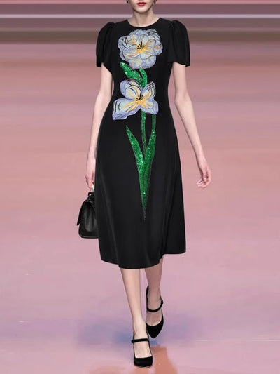 Celeste Floral Applique Midi Dress