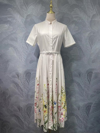 Celeste Floral Pleated Shirt Dress