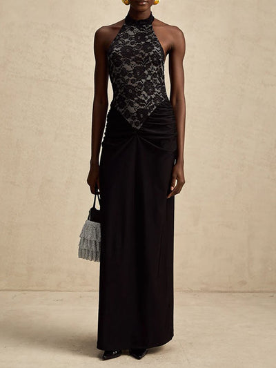 Celeste Lace Halter Column Gown