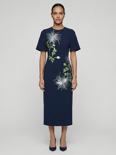 Celeste Navy Floral Midi Dress