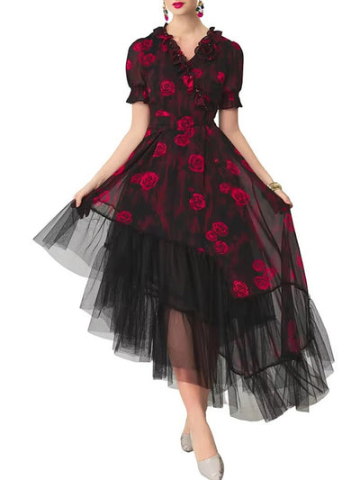 Celeste Rose Tulle Midi Dress
