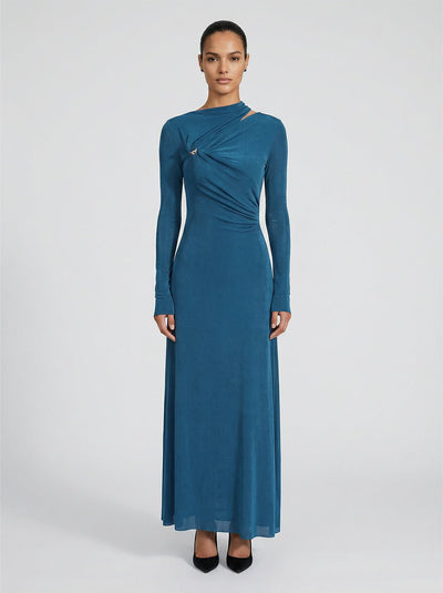 Celine Teal Draped Maxi Dress