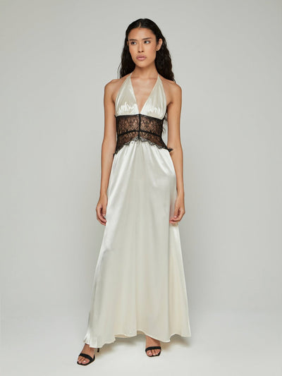 Chani Halter Backless Lace Maxi Dress