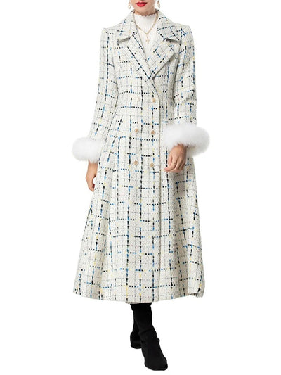 Charlie Plaid Fur Cuff Coat