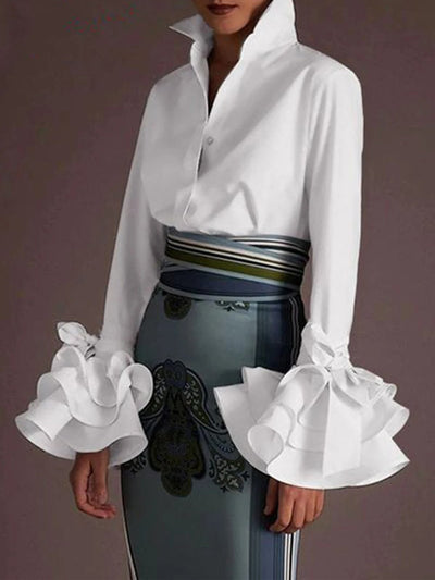 Charlotte Ruffle Demin Shirt