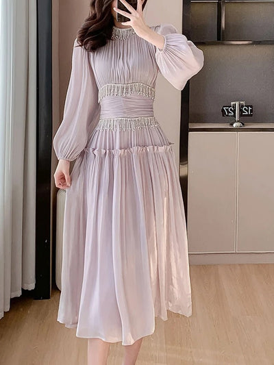 Chloi Tassel Fold Midi Dress