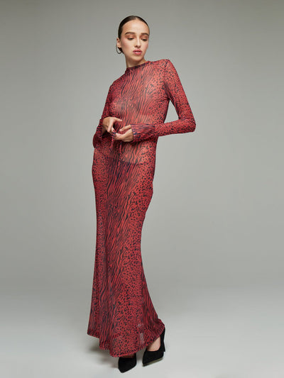 Ciana Backless Leopard Maxi Dress