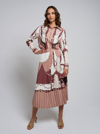 Ciriana Print Shirt & Pleated Maxi Skirt Set