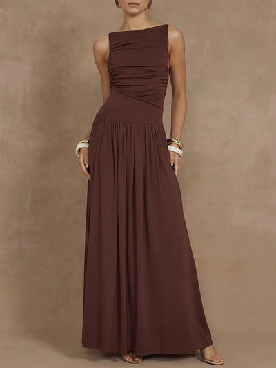 Claire Sleeveless Ruched Maxi Dress