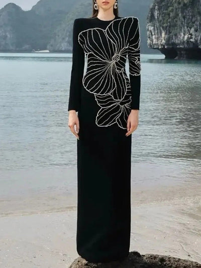 Clara Embellished Long-Sleeve Gown