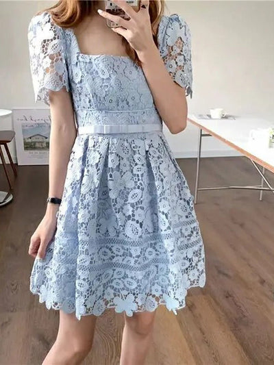 Clara Lace Blossom Mini Dress