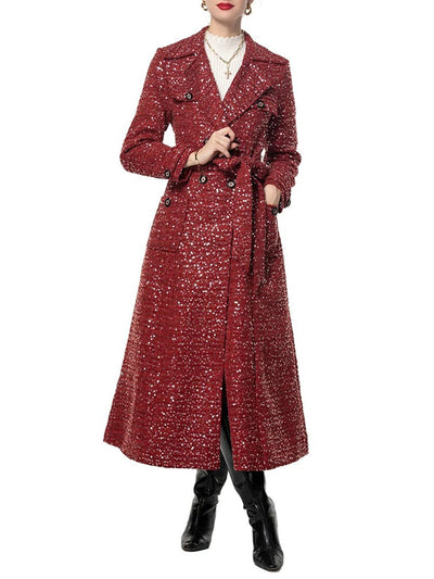 Clara Sequin Double-Breasted Overcoat