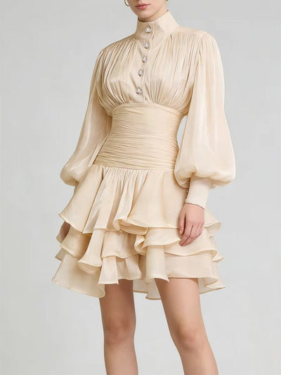 Claudia High Neck Ruffle Mini Dress