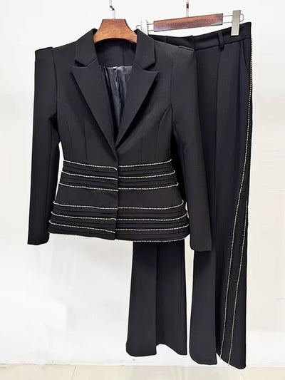 Colette Embellished Blazer Set In Black