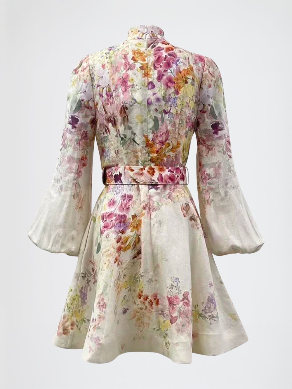 lantern sleeve mini dress Lace Lantern Sleeve Mini Dress White / S