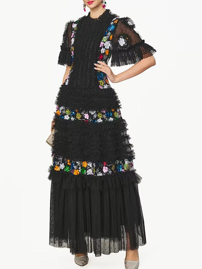 Dahlia Floral Tulle Maxi Dress