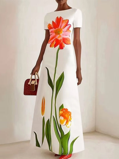 Dahlia Tulip Print Maxi Dress