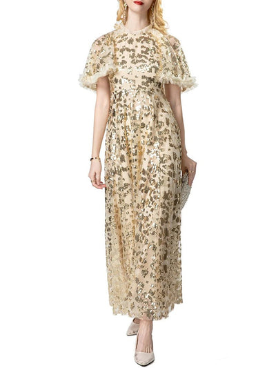 Daisy Short-Sleeve Sequined Maxi Dress