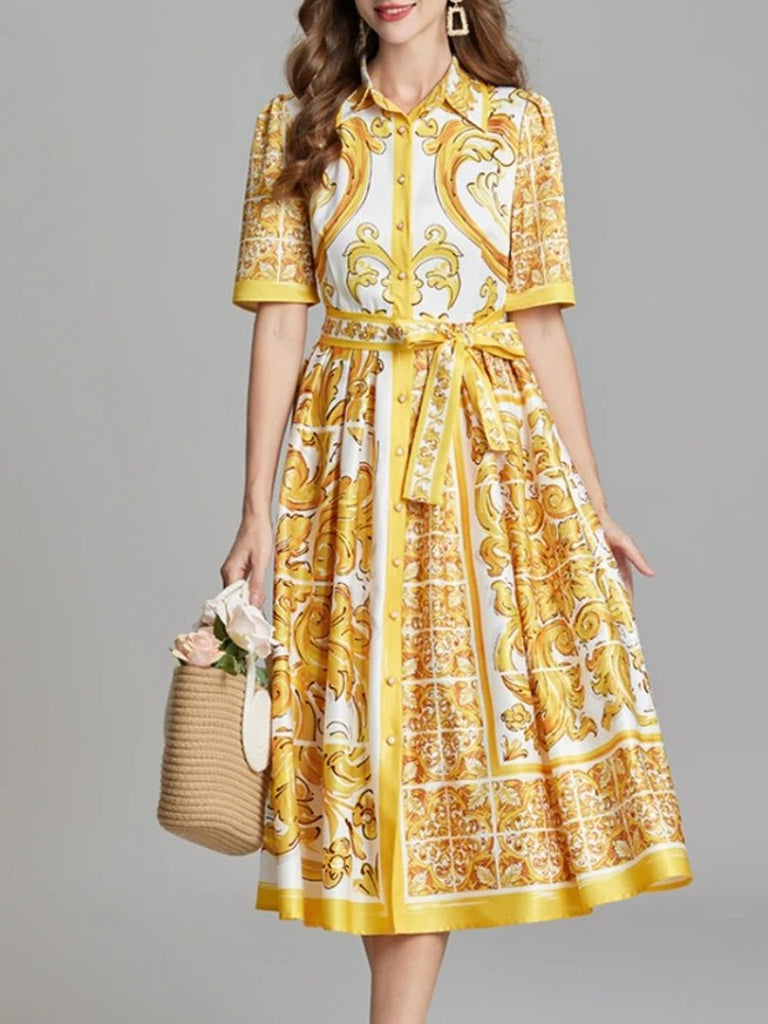 Dalton Pearl Belt Midi Dress - Glory Connection