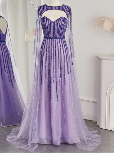 Danaya Crystal Cape Sweetheart Gown
