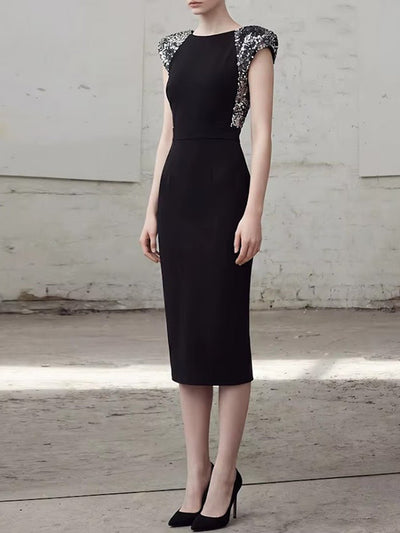 Danica Sequin Shoulder Midi Dress