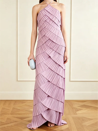 Daphne Pleated One Shoulder Gown