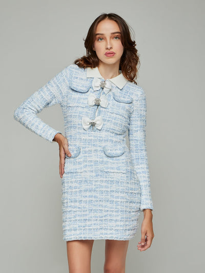 Dashiel Bow Embellished Knit Mini Dress