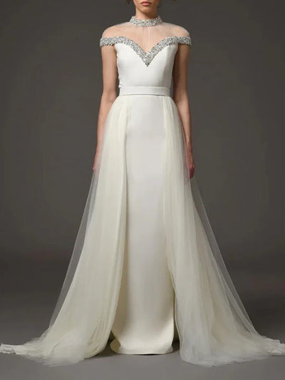 Delphine Crystal Cape Gown Dress