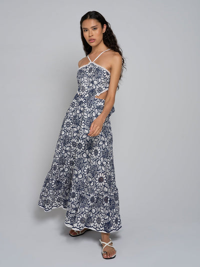 Delphine Halter Floral Maxi Dress