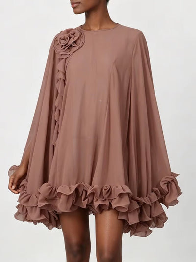 Delphine Rosette Cape Mini Dress
