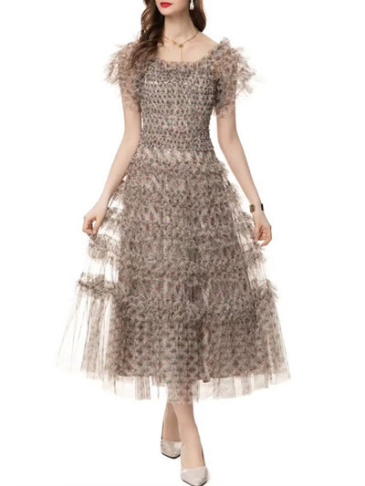 Delphine Textured Tulle Midi Dress