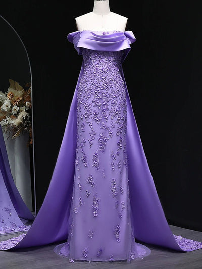 Elena Lilac Off-Shoulder Mermaid Gown