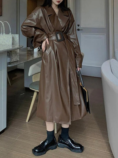 Elena Oversized Faux Leather Trench