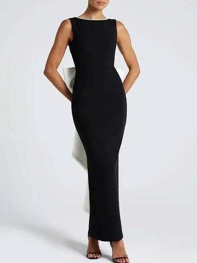 Elena Pearl Bow Maxi Dress