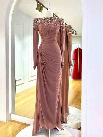 Eli Crystal Long Sleeves Maxi Dress