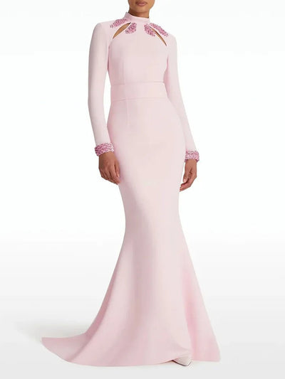 Elise Sequin Stand Collar Maxi Dress