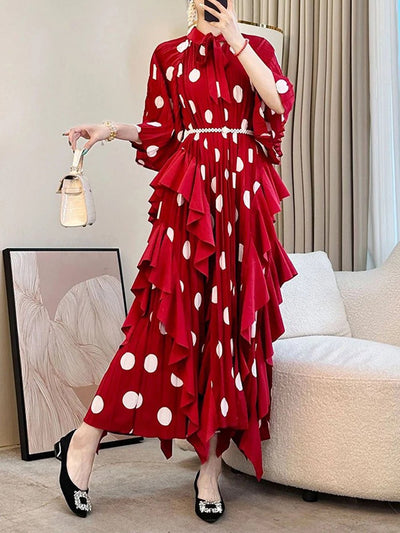 Ella Bow Collar Ruffle Maxi Dress