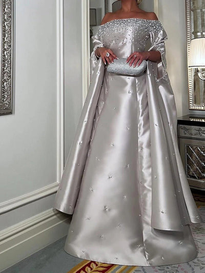 Elodie Embellished Satin Gown