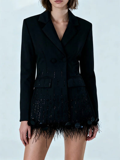 Elodie Feather Spliced Blazer