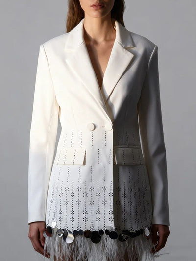 Elodie Feather Spliced Blazer