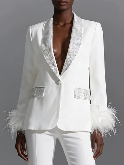 Elodie Feather Trim Blazer
