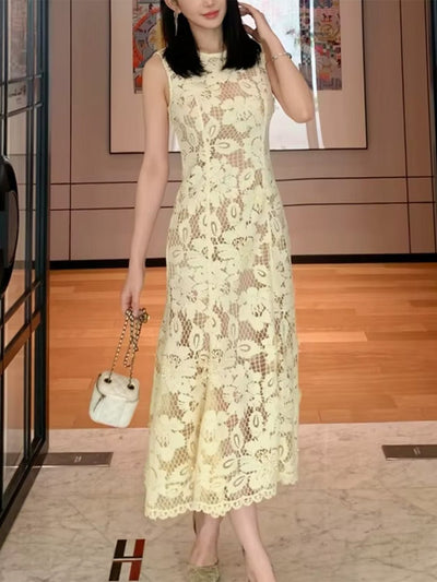 Elodie Floral Lace Midi Dress