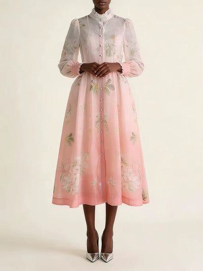 Elodie Floral Organza Midi Dress