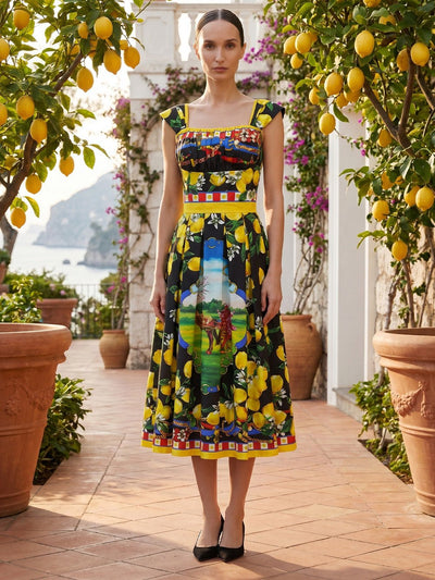 Elodie Lemon Print Midi Dress