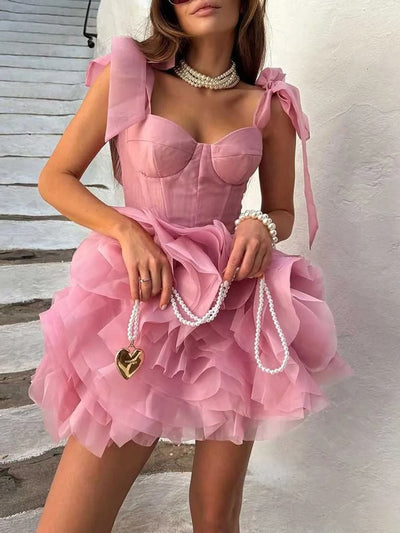 Eloise Ruffled Sweetheart Mini Dress