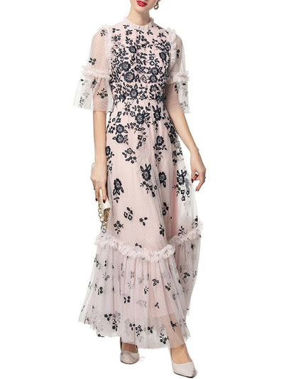 Eloise Short Sleeved Lace Maxi Dress