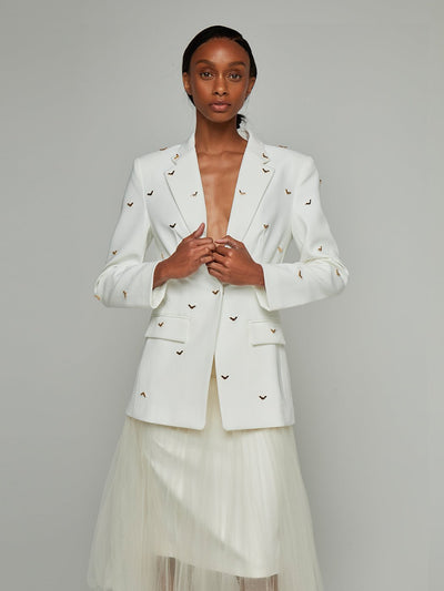 Elphie Bat-Pinned Straight Blazer