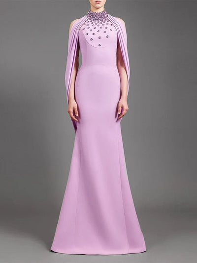 Elsie Caped Embellished Maxi Dress