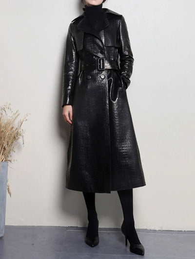 Elsie Faux Leather Trench Coat
