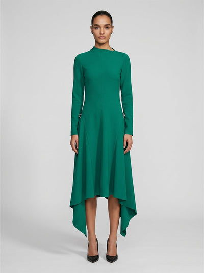 Emilia Emerald Asymmetric Midi Dress